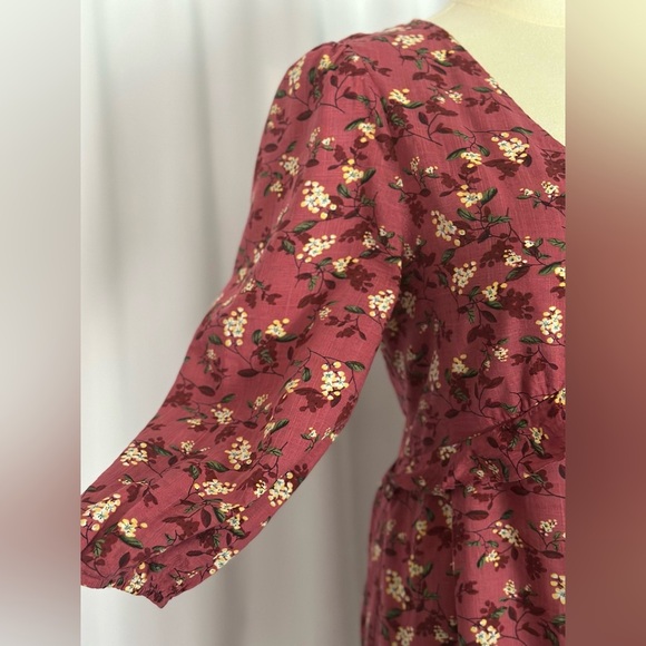 Lush Floral Print Red Women's Mini Dress (671) - Picture 6 of 17